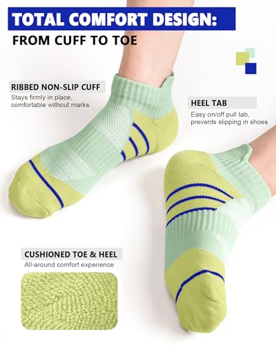Compression Ankle Socks for Women 6 Pairs, Running Socks with Arch Support Plantar Fasciitis Athletic Sock3