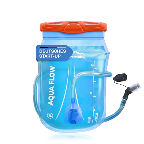 ALPENWERT Trinkblase mit Trinkschlauch [Wasserblase 1L/ 2L/3L BPA Free] Ultraleicht Trinksystem für Rucksack perfekt für Outdoor Laufen Trailrunning (1 Liter)