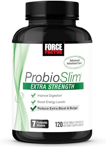 FORCE FACTOR ProbioSlim Extra Strength Probiotics for Women and Men with 30 Billion CFUs of Probiotics for Digestive Health, Bloating Relief, and Gut Health, with Prebiotic Fiber, 120 Capsules
