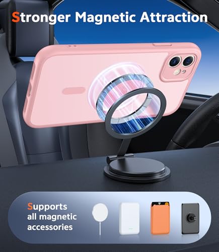Image of FNTCASE for iPhone 11 Case Matte: Magnetic Phone Cases Compatible with Magsafe Slim Anti Yellowing Military Grade Drop Protection Rugged Shockproof Protective Translucent Cell Cover (C-Pink)
