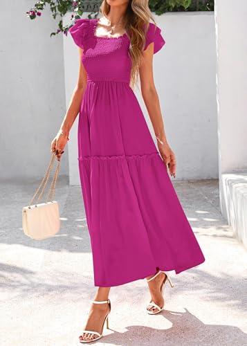 Image of KIRUNDO Smocked Summer Midi Dresses for Women 2026