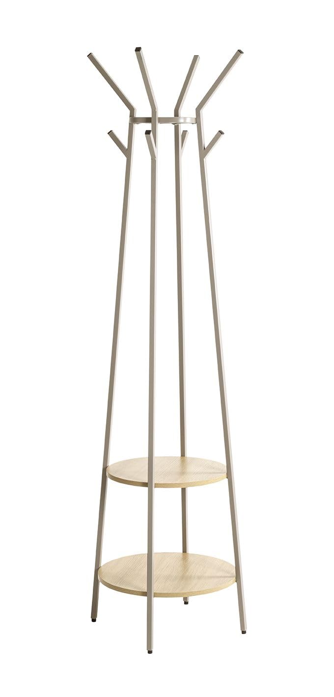 PEGANE Porte-Manteau sur Pied avec 8 patères et 2 étagères – Diamètre 48 x Hauteur 170 cm