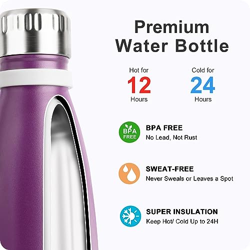 Image of Kids Water Bottle,9 oz Stainless Steel Vacuum Insulated,Dark Purple