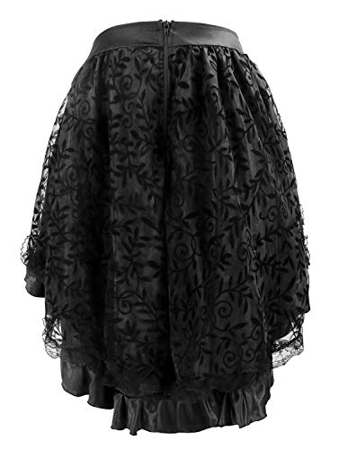 Charmian Women's Steampunk Retro Gothic Vintage Satin High Low Skirt with Zipper2