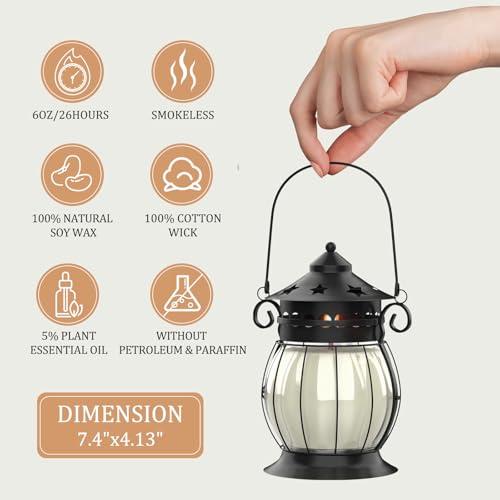 Scented Candles Gift Set, 2 Pack 6 Oz Natural Soy Candles of Rosa, Cherry blossom, Long Burning Retro Lantern Jar Aromatherapy Candles Perfect for Stress Relief, Mum, Birthday, Yoga,Weddings,Christmas