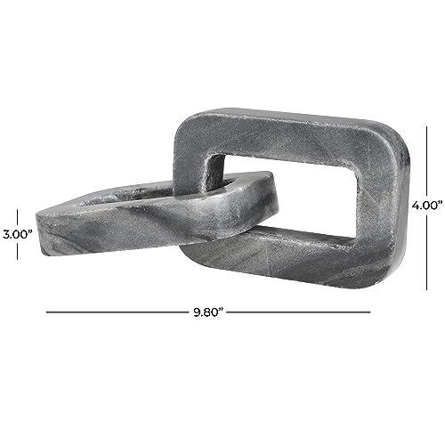 Escultura decorativa de mármol cadena geométrica 2 enlaces 10"x4"x3" gris miniatura 6