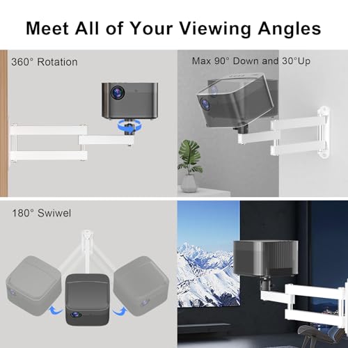 suptek Beamer Halterung Faltbare Projektor-Wandhalterung Universal Einstellbare Projektorhalterung für die Wand mit 1/4 Zoll Schraubengröße (MA1330YTW)