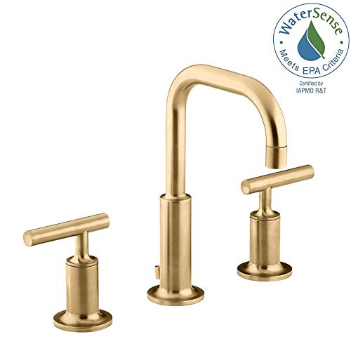 Bathroom Faucet By Kohler, Bathroom Sink Faucet, Purist Collection, 2-Handle Widespread Faucet With Metal Drain, Vibrant Moderne Brushed Gold, K-14406-4-Bgd #TOP2