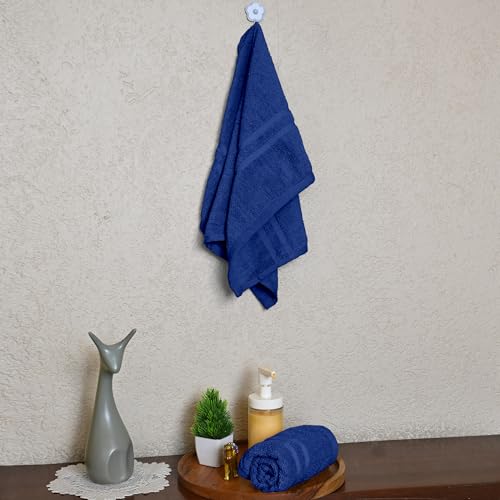 Image of Divine Casa Cotton 550 GSM Hand Towels Pack of 2 Blue, 60 x 40 cm Ultra Soft & Highly Absorbent Thick Bathroom Towels