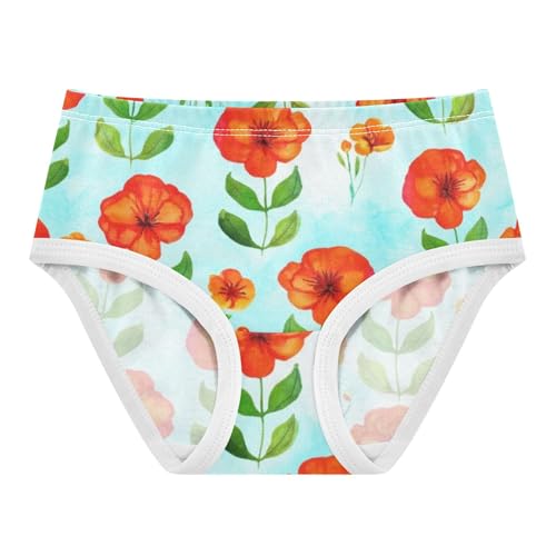 Designer Toddlers Underwear Floral 2t Cotton Little Girl Panties Watercolor Red Flowers Blue Kids Undies Briefs
