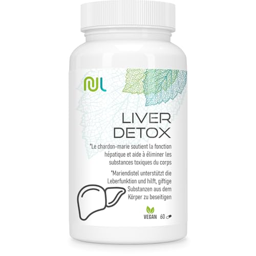 Liver Detox - 60 Gélules Végétales - Chardon-Marie, Curcuma, Pissenlit et Vitamine C - Complément Alimentaire pour Le Foie - Fabriqué en Europe - Sans Gluten ni Lactose - Nutri Life