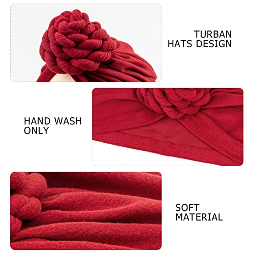 Image of DRESHOW 5 Pack Knotted Headwraps for Women African Turban Pre-Knotted Beanie Headwraps Hair Covers