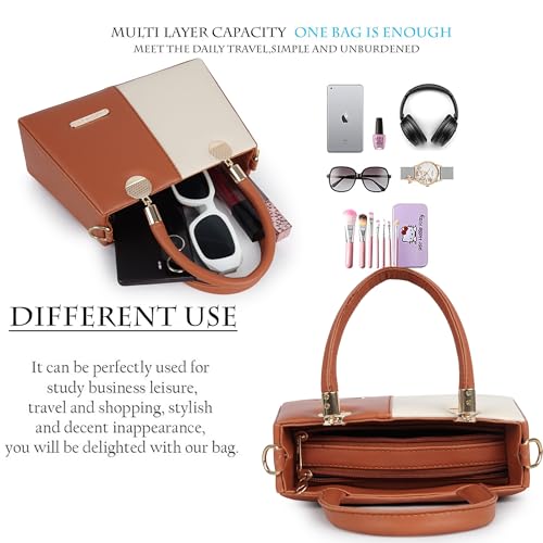 Image of Gold Rose Women's Elegant Color Block Handbag - Stylish Top Handle Purse for Office, Party & Daily Use | Premium Structured Ladies Hand Bag