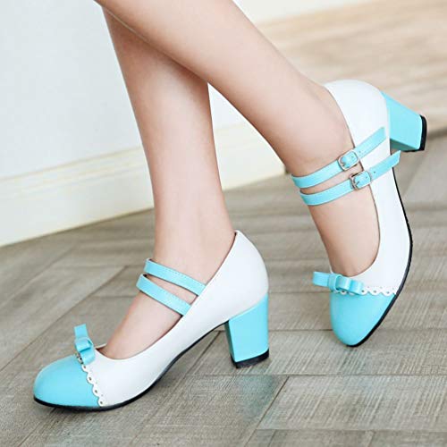 Caradise Womens Cute Lolita Shoes Bow Mary Jane Chunky Heel Double Strap Pump4