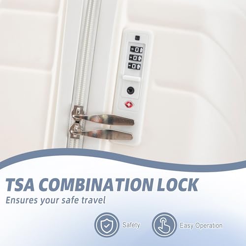 Merax 3 Luggage Sets, Durable Lightweight Hardshell Suitcase Spinner Wheels, White Horizontal Stripe, 20/24/28 Inch3