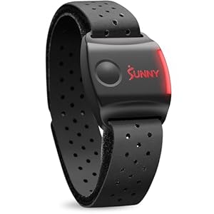 Sunny Health & Fitness Heart Rate Monitor Armband with LED Indicator, Step Counter, Comfortable Strap for Fitness, Training, Exercise and Bluetooth and ANT+ Enabled with Free SunnyFit App