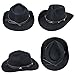 Cowboy Hats for Kids Vintage Wide Brim Roll Up Black Felt Cowboy Hat Girls Fashion Hat with Belt Buckle (4-8T)