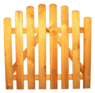 StaketenTür'Standard' 100x85/100 cm - oben – kdi / V2A Edelstahl Schrauben verschraubt - aus frischem Holz gehobelt – oben gebogene Ausführung -...
