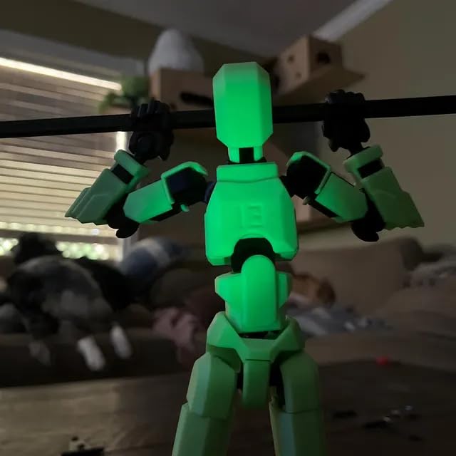 Image of VAALI Dummy 13 Action Figure Fully Assembled T13 Articulated Robot Toy with 12 Accessories (Swords Guns Extra Hands) 3D Printed Poseable Desktop Figure for Stop Motion Artists Gamers 5.4 inch (Green)