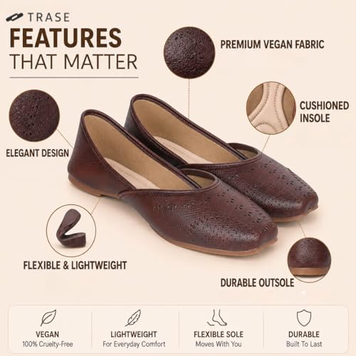 Image of TRASE Traditional Jutti for Women & Girls | Flat Sole, Soft Lining, Cushion Footbed | Casual Wear & Comfortable Ethnic Footwear for Wedding & Festive