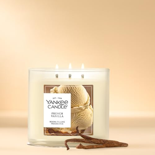 Image of Yankee Candle French Vanilla, Fall Scented Candle, 14.5oz 3-Wick Candle Jar with up to 40 Hours Burn Time