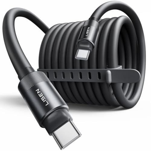 Image of LISEN 10FT USB C Cable Fast Charging, Chubby 240W Cable USB C to USB C Fast Charging Soft Silicone USBC to USBC Parallel Cable for iPhone 17 Pro Max 16 15 Samsung S25 Ultra MacBook Pro Air iPad Black