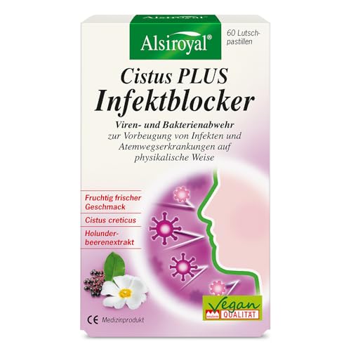 Alsiroyal Cistus Infektblocker 60 Tabl. Natürlicher Schutz mit Cistus Creticus & Holunder - 300 mg Polyphenole pro Tag - fruchtig-frischer Geschmack - ohne Resistenzbildung - für Kinder ab 6 Jahre