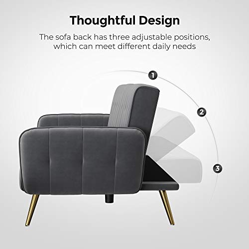 Vasagle Sofa Bed, Convertible Couch With 2 Cup Holders And Removable Armrests, For Compact Living Space Apartment Dorm Office, 72 X 33.9 X 30.7 Inches, Gray #TOP5