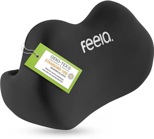 feela.® Cojín de Respaldo ergonómico para Silla de Oficina | Cojín Lumbar como cojín de Silla para el hogar, la Oficina o para apoyar la Espalda en la Oficina en casa (Negro)