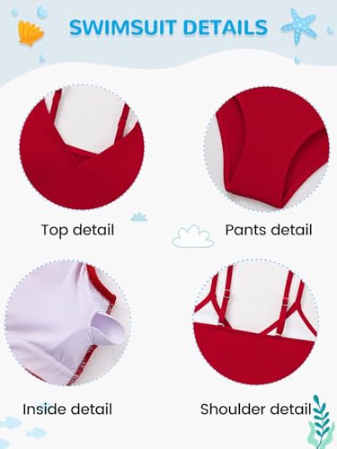 Image of Girl's 2 Piece Swimsuit Solid Spaghetti Strap Bikini Sets Beach Bathing Suit Swimwear for Teen Girls