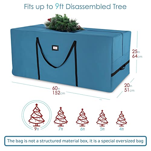 Image of Hearth & Harbor 9 ft Rolling Christmas Tree Storage Bag - Artificial Christmas Tree Bag with Reinforced Handles, Dual Zipper, Wide Opening and Wheels - Storage Container for Trees and Decorations