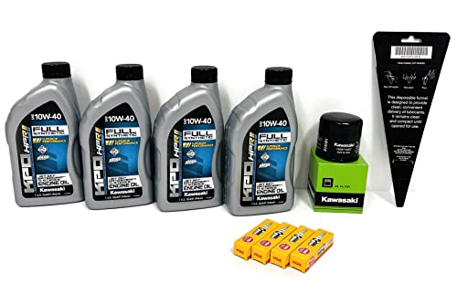 KAWASAKI Jet Ski Oil Change Kit w/OEM Filter 2011-2015 STX-15F 16097-0007 W61020-203A NGK Spark Plug Set of 4