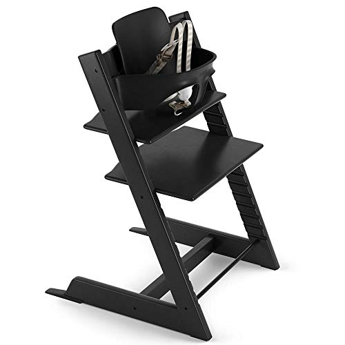 Tripp Trapp by Stokke Adjustable Wooden Black Baby High Chair (Includes Baby Seat with Harness)