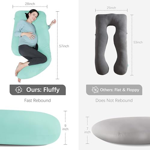 Image of MOON PARK Pregnancy Pillows for Sleeping - U Shaped Full Body Maternity Pillow with Removable Cover - Support for Back, Legs, Belly, Hips - 57 Inch Pregnancy Pillow for Women - Turquoise