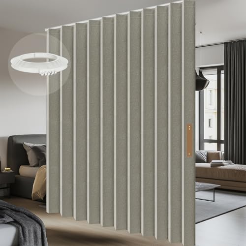 AJAZZ Raumteiler Vorhang, Flexibler Sichtschutz, Deckenmontage auf Schienen, Ideal für Schlafenzimmer & Wohnzimmer