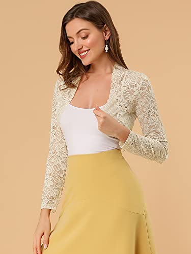 Image of Allegra K Women's Elegant Crop Cardigan Sheer Floral Lace Bolero Shrug Top