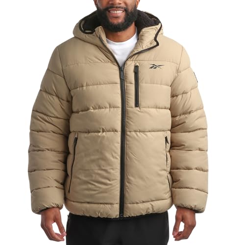 Image of Reebok Mens Heavyweight Sherpa Lined Puffer Parka, Quilted Ski Jacket | Water and Wind Resistant Shell Keeps You Dry, Durable Build for Daily Commutes or Outdoor Adventures