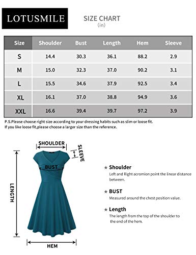 Lotusmile Elegant Dresses, Womens Casual Dress A Line Cap Sleeve V Neck (Small, Wine)