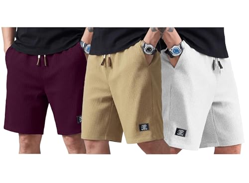 Image of AUSK Men's Casual Cargo Half Pant || Breathable Waffle Fabric with Drawstring Waist & Cargo Pockets || Summer Shorts for Men