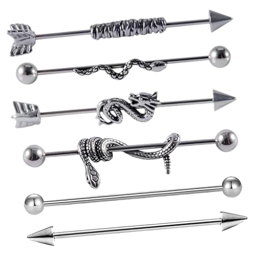 PACKOVE 6piezas Pendientes De Barra Industrial Estilo Punk Para Cartílago Piercing De Acero Inoxidable Joyería De Piercing Industrial Para Mujer | Ya disponible en tu tienda friki favorita! En mundofriki.es!
