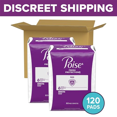Image of Poise Incontinence Pads & Postpartum Incontinence Pads, 5 Drop Maximum Absorbency, Long Length, 120 Count (2 Packs of 60), Packaging May Vary