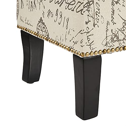 First Hill Fhw Dream Lift-Top Storage Ottoman Bench With Fabric Upholstery,Brown Script #TOP5