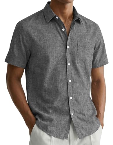 COOFANDY Mens Shirts Short Sleeve Summer Shirt Regular Fit Casual Shirts Holiday Shirt with Pocket