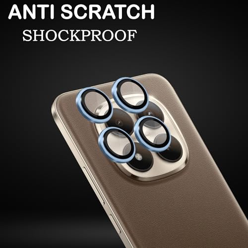 Image of Amazon Brand - Solimo Camera Glass Lens Protector Ring for Redmi Note 15 Pro Plus 5G Case Friendly with Edge to Edge Coverage and Easy Installation (Blue)