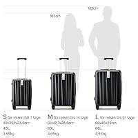 Hanke Koffer Mittelgroß PC Hartschalenkoffer mit 360° Spinner Silent-Räder Frontöffnung Reisekoffer Aluminium Koffer mit TSA-Schloss 66cm(88L), Schwarz – Ansicht 2