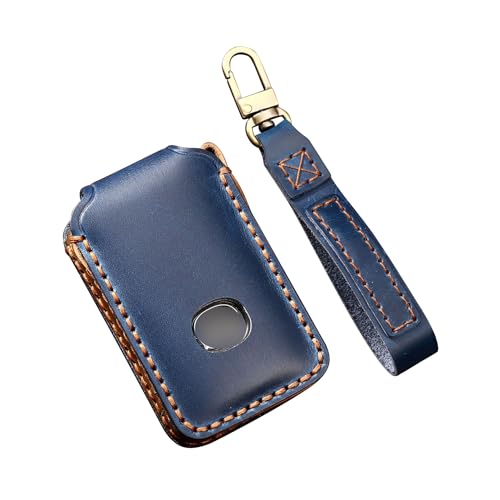 Étui de clé de voiture en cuir véritable bleu élégant pour Mazda 3 et CX-30