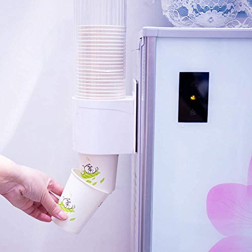 Image of THW Paper Cup Dispenser Holder - Sticker or Screw Plate Mountable, Durable Plastic for Easy Use
