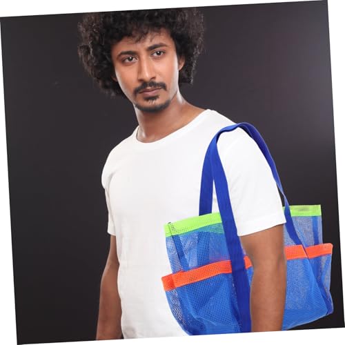 Large Mesh Beach Tote Bag with Multi-pockets Sandproof Shower Caddy for Family Travel Versatile Gym and Pool Bag for Women and Breathable Design4