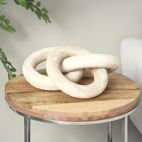 Escultura decorativa de madera Deco 79 cadena 3 eslabones crema 20 pulgadas miniatura 3