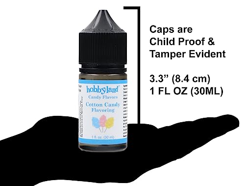 Hobbyland Candy Flavors (Cotton Candy Flavoring, 1 Fl Oz) Use as an ingredient in the preparation of food and beverage.